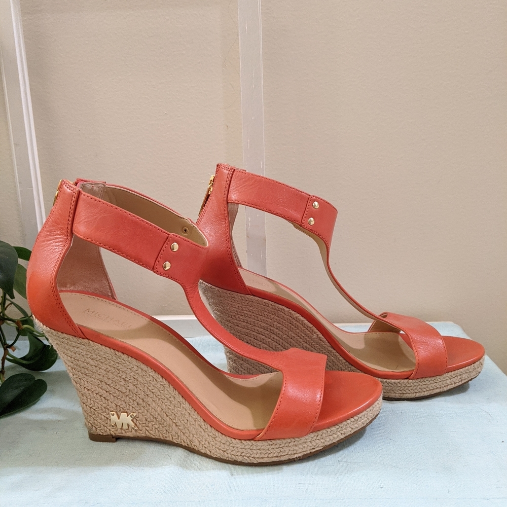 Michael Kors orange wedge sandal size 7.5